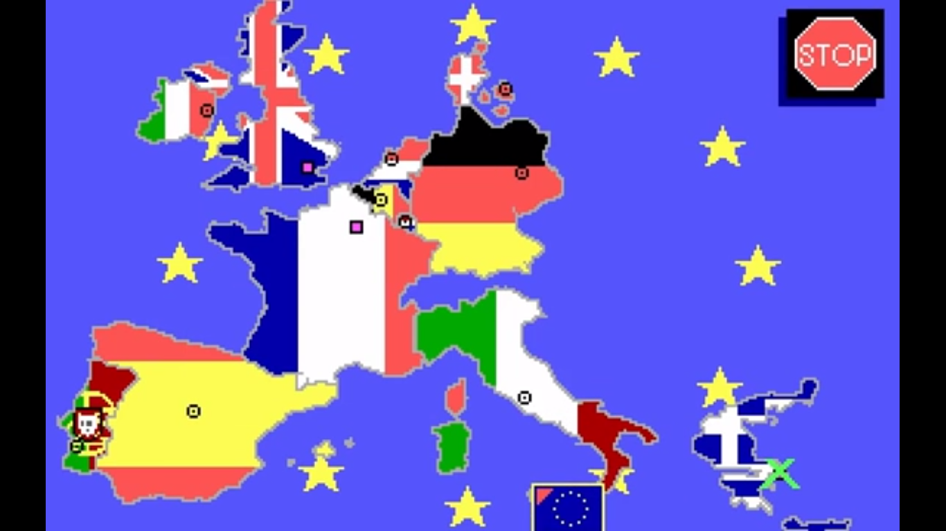 Europa Lernspiel Kids Count The Stars On The Europa Flag Stock Photo