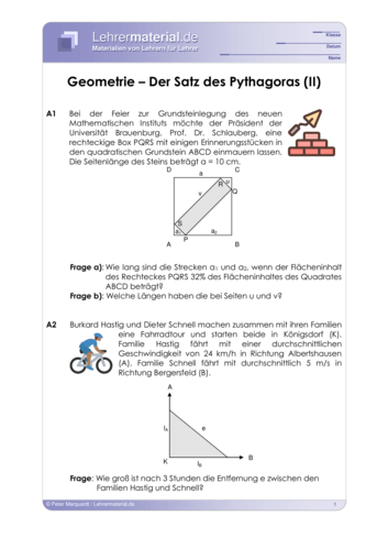 Lernspiele Satz Des Pythagoras Pythagoras Satz Arbeitsblatt Geometrie Lehrermaterial Mathematik