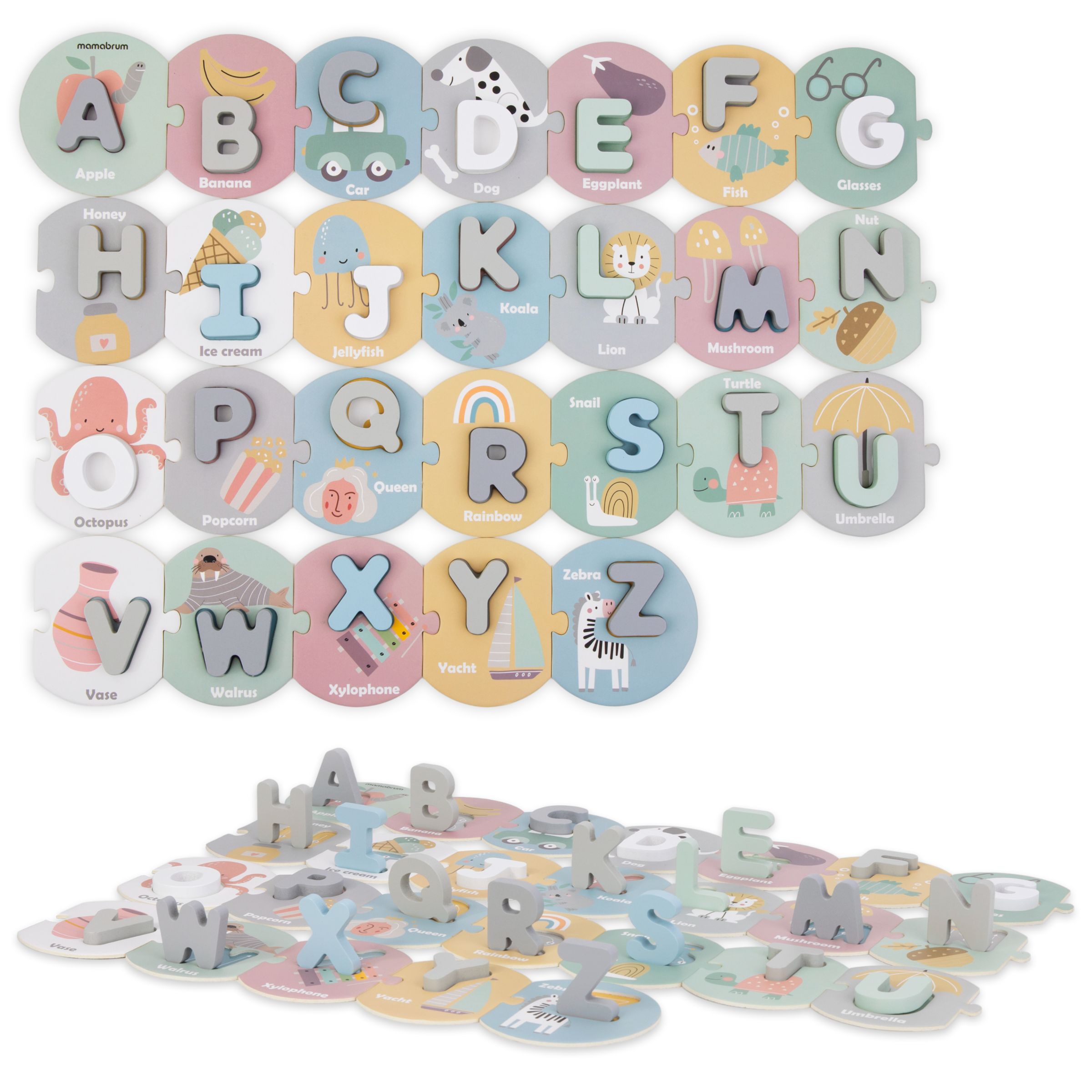 Alphabetpuzzle Holzpuzzle Buchstaben Lernspiel Wooden Alphabet Puzzle