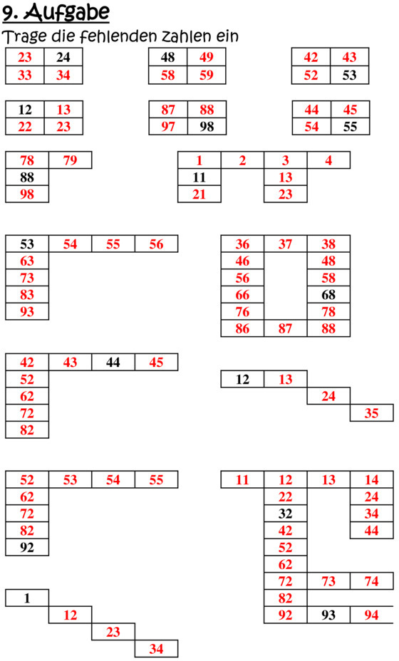 Lernspiel Zahlenraum Bis 100 Übungsblatt Zu Zahlenraum Bis 100