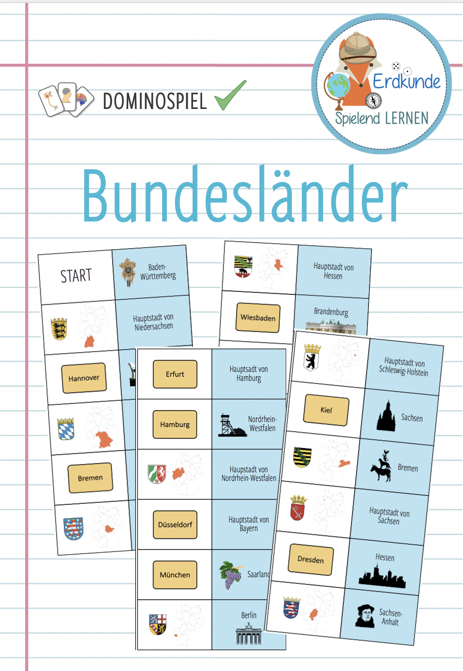 Bundesländer Mit Hauptstadt Lernspiel Domino Bundesländer – Unterrichtsmaterial In Den Fächern Daz/daf