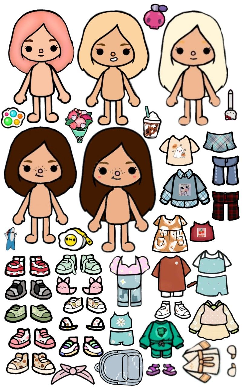 Anzieh Lernspiel Color Toca Boca Paper Doll And Clothes / Toca Boca Papercraft