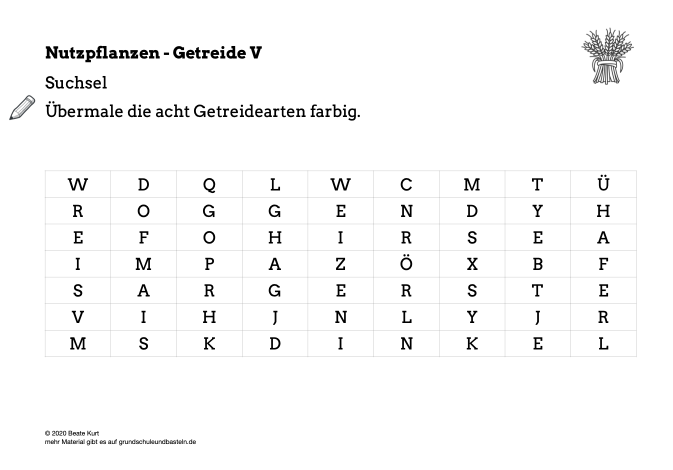 Getreide Lernspiel Lernspiel Unser Getreide