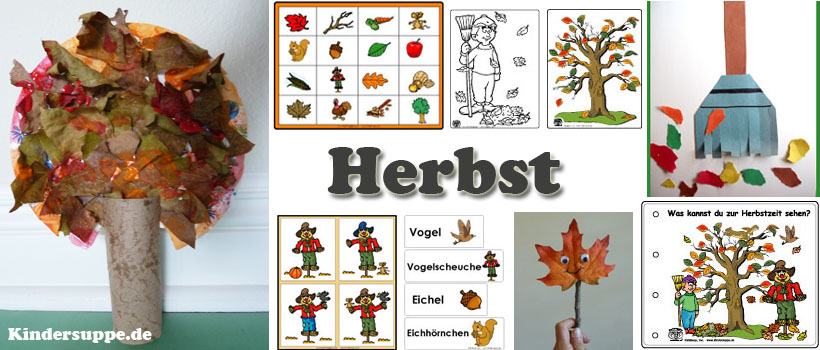 Lernspiele Thema Herbst Kindergarten 3-5jahre Herbst Arbeitsblätter