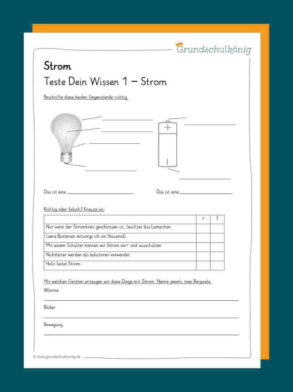 Lernspiel Zum Thema Strom Strom – Arbeitsheft Für Schulkinder Der Grundschule