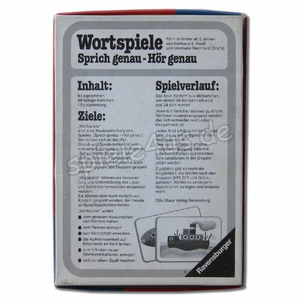 Ravensburger Lernspiele Hör Genau Sprich Genau Was Hörst Du Wortspiele Sprich Genau Hör Genau 1978
