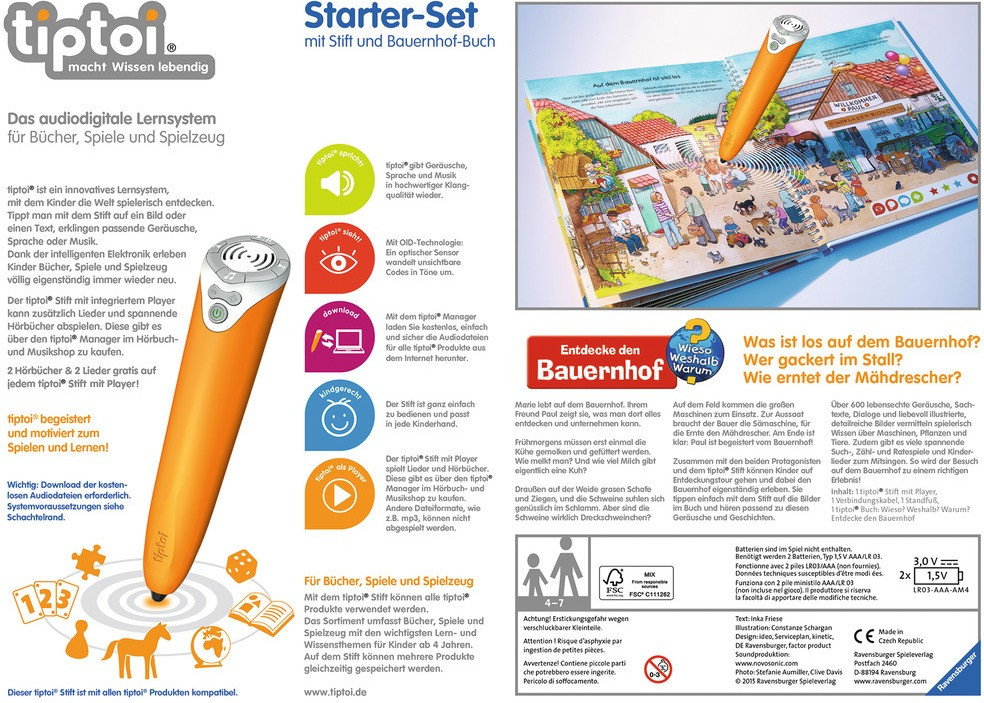 Ravensburger 00507 Lernspiel Tiptoi Starterset Mit Stift Und Buch Ravensburger Tiptoi-starterset: Stift Und Buch "erste Zahlen", Lernbuch